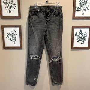 American Eagle Mom Jeans, black, 4 Long